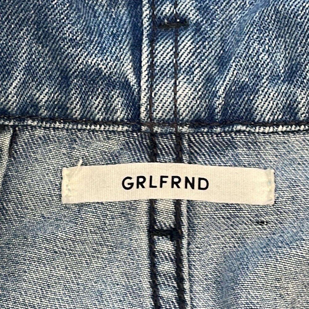 Grlfrnd Ava Strap Me In Denim Jean Mini Skirt Paperbag 90s Sz 31 - Picture 8 of 14